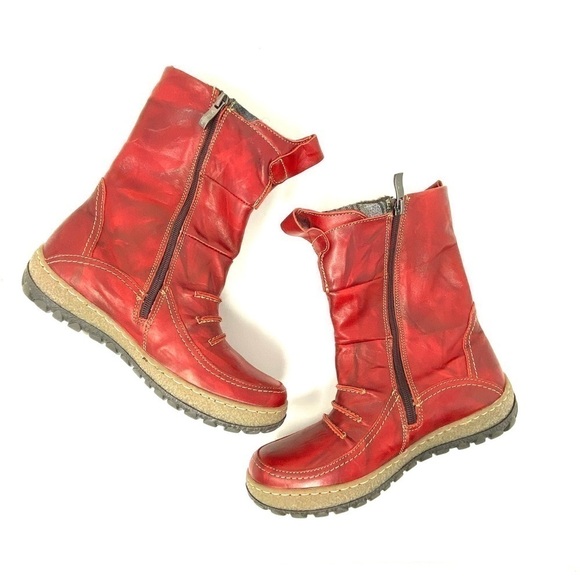 V Italia 4006 Red leather zip up winter boots - Picture 4 of 10